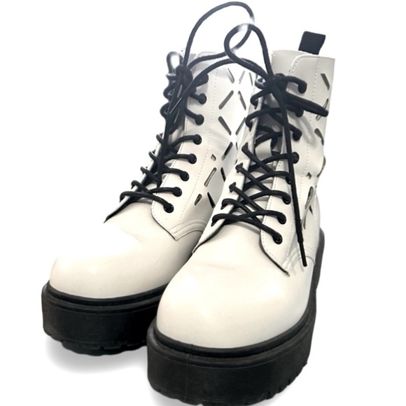 Yoki Combat Boots Comfort Chunky White Women's Size 9.5 (40) - Picture 3 of 8